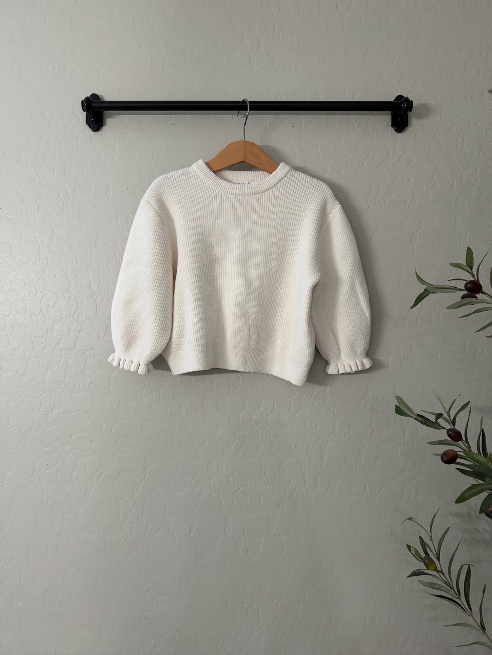 Zara Knit Ruffle-Sleeve Sweater